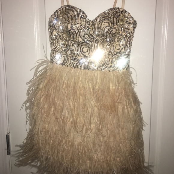 sparkle feather dress